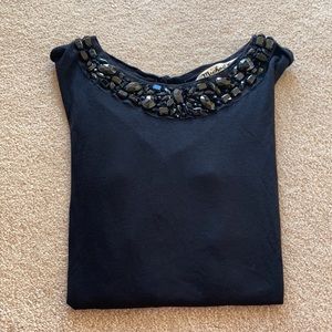 Michael Stars gorgeous beaded embellished neckline black top (OS) - small